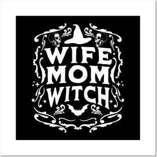 Wife Mom Witch Funny Halloween Mothers Day Witchcraft Retro Posters and Art